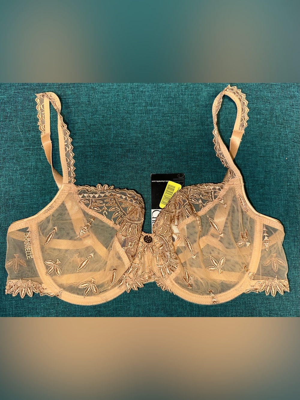 NEW Chantelle 3691 Africa Sheer Embroidered Bra 34C Toffee UW Demi NWT